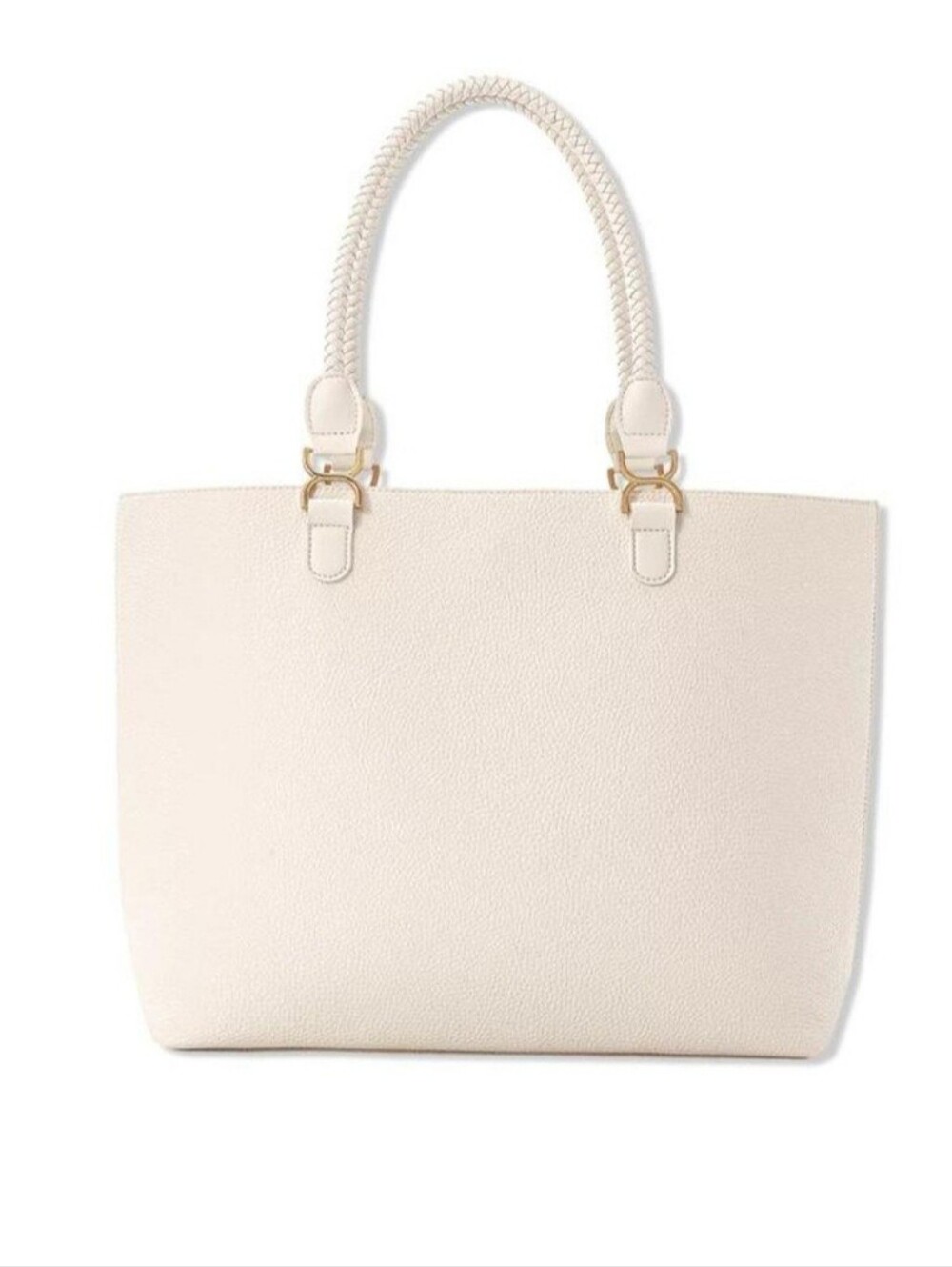 Ulta Beauty Cream Oversized Tote Bag NWT Braided Handle Faux Leather Shopper